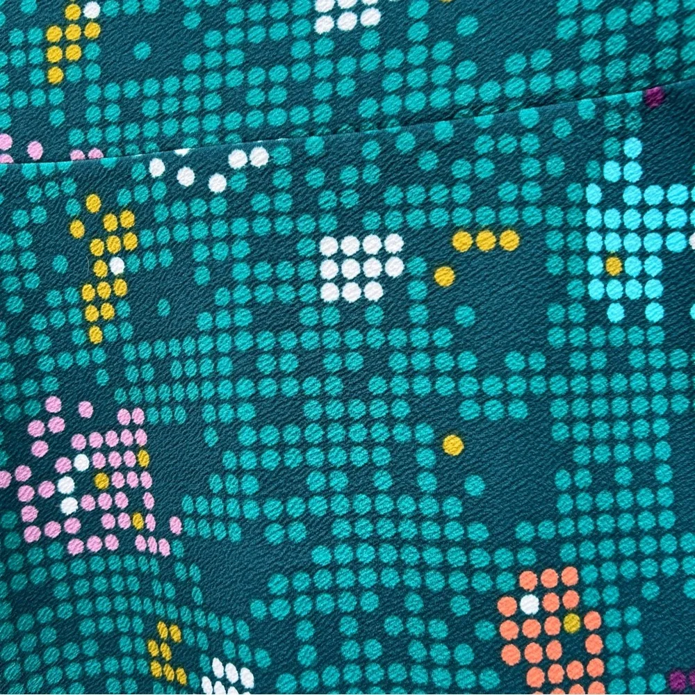 LuLaRoe Teal Blue and Purple Digi Dotted High Rise Cassie Bodycon Skirt 1
